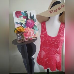 🪸 Coral LaCe Cami Sleeveless-Top by Le Dor~ Size: S